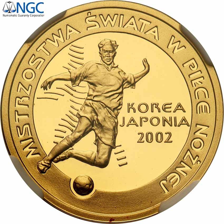 III RP. 100 złotych 2002 Mistrzostwa Świata w Piłce Nożnej Korea - Japonia NGC PF69 ULTRA CAMEO